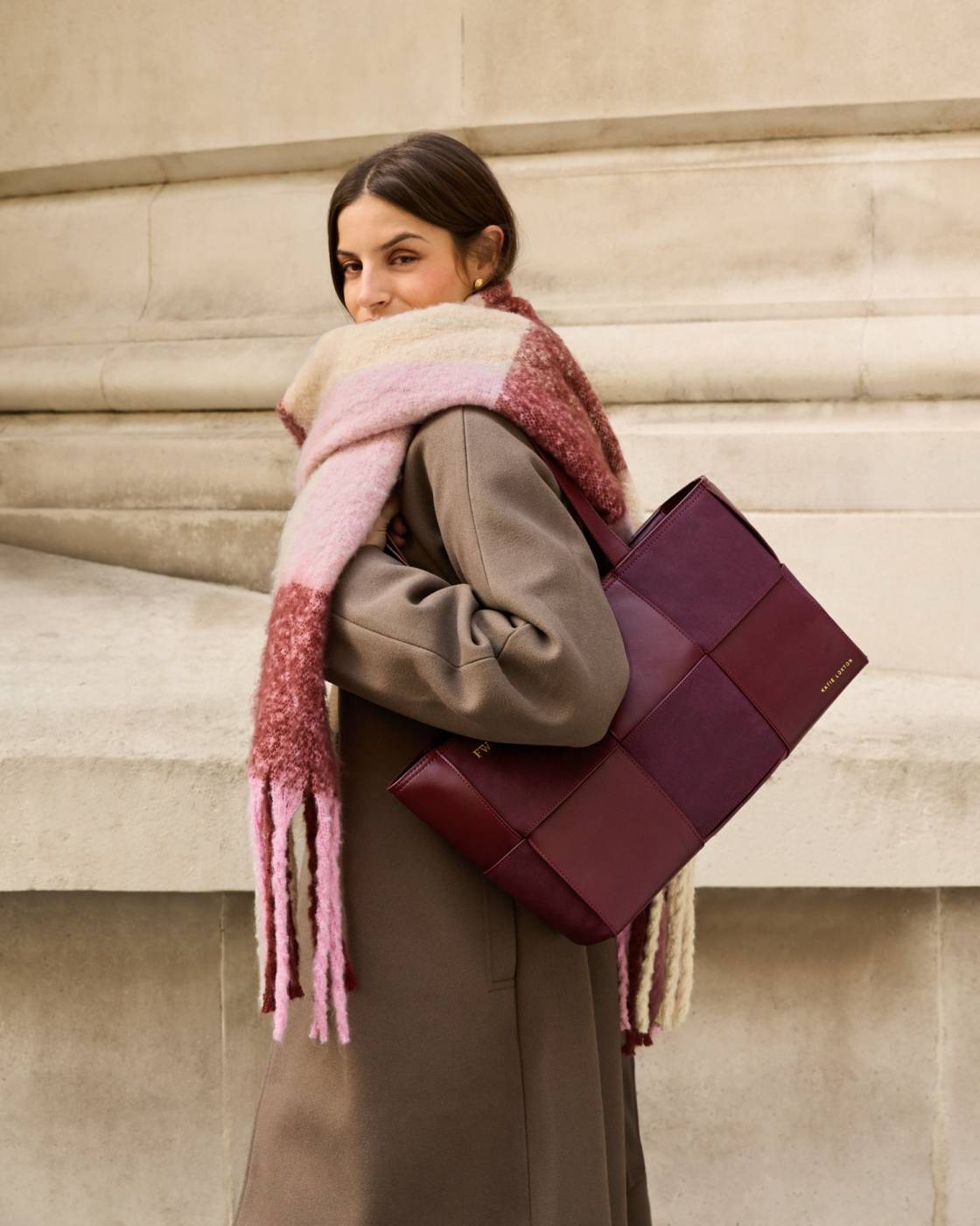Taya Hand Woven Suedette Tote Bag - Cherry