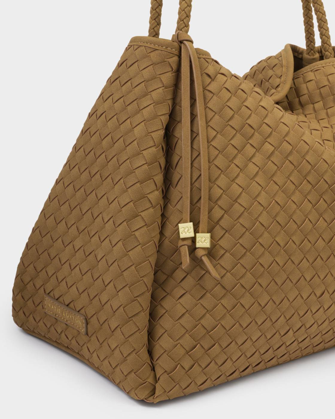 Nova Hand Woven Suedette Large Shoulder Bag - Caramel