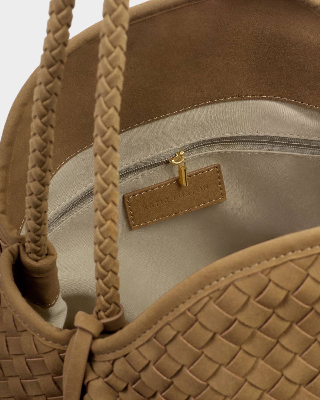 Nova Hand Woven Suedette Large Shoulder Bag - Caramel