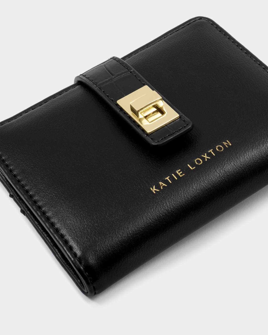Orin Twist Lock Wallet - Black Croc