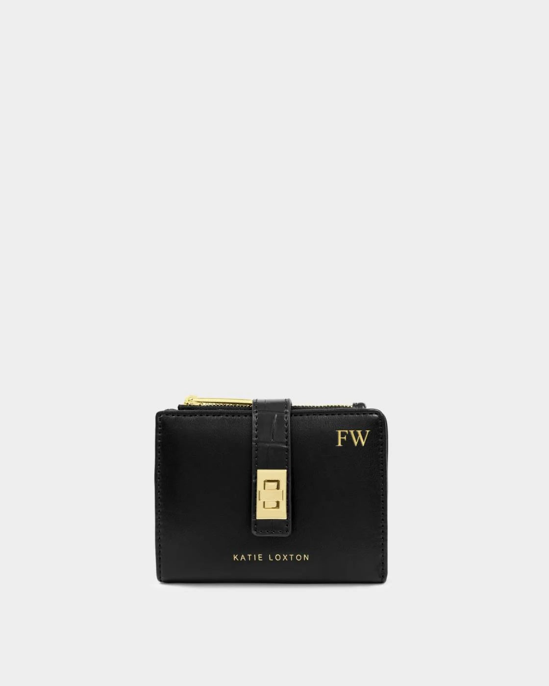 Orin Twist Lock Wallet - Black Croc