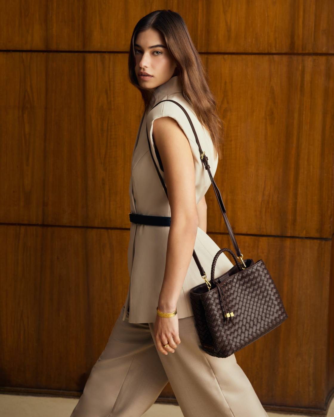 Nova Hand Woven Top Handle Bag - Chocolate