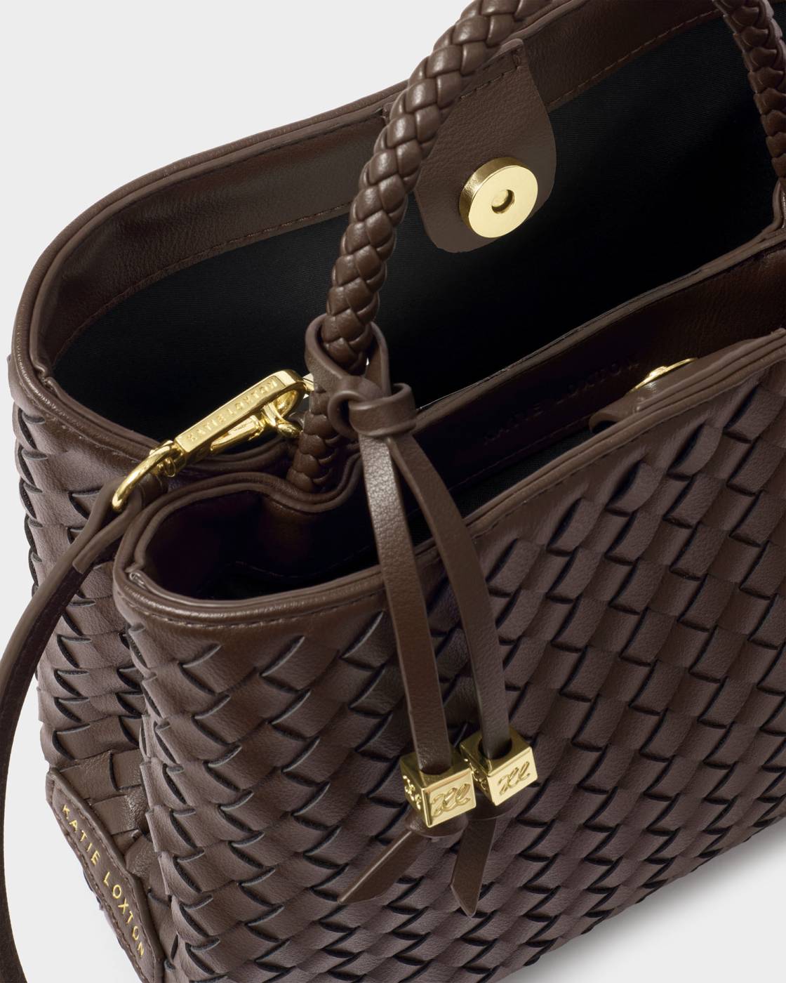 Nova Hand Woven Top Handle Bag - Chocolate