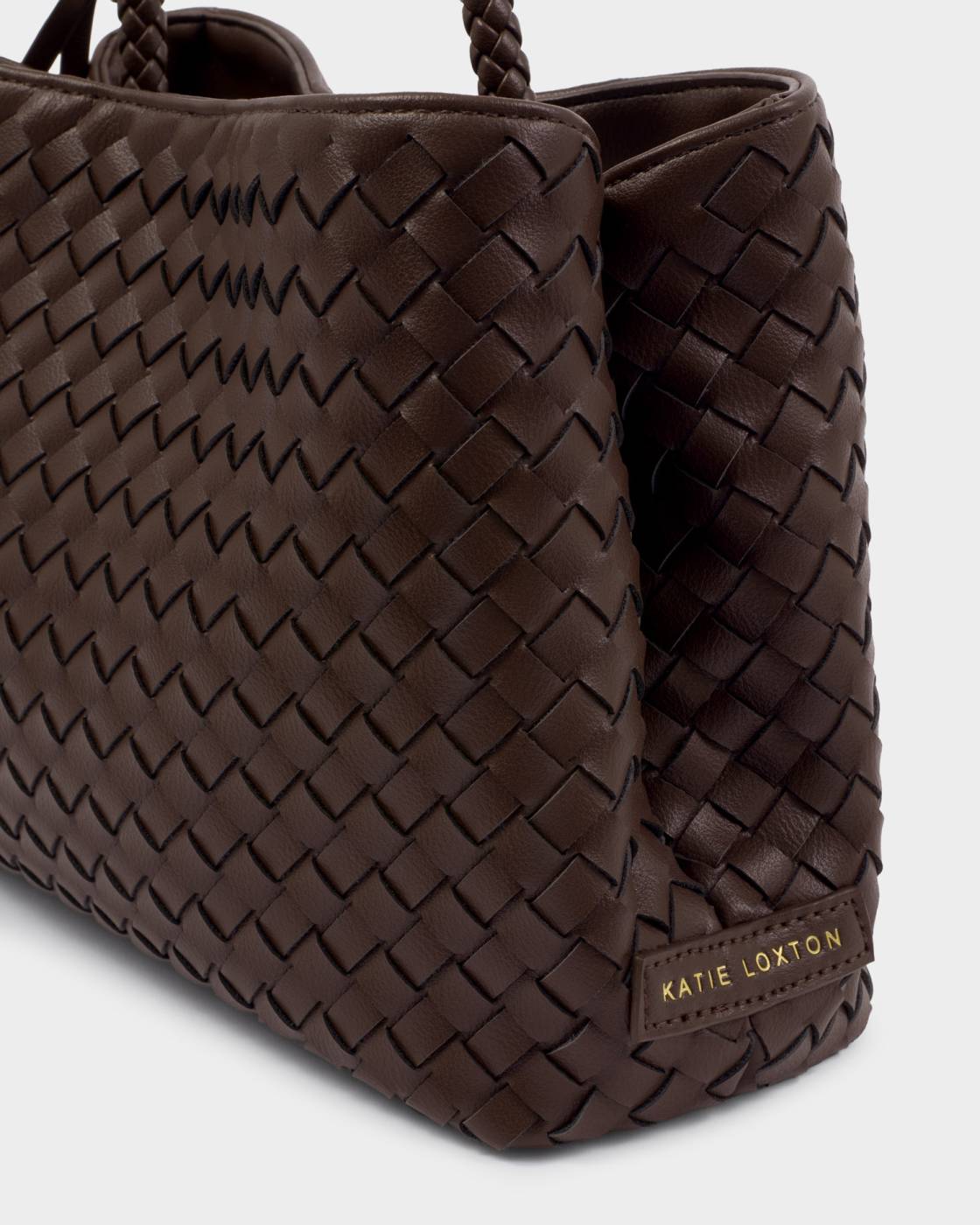 Nova Hand Woven Top Handle Bag - Chocolate