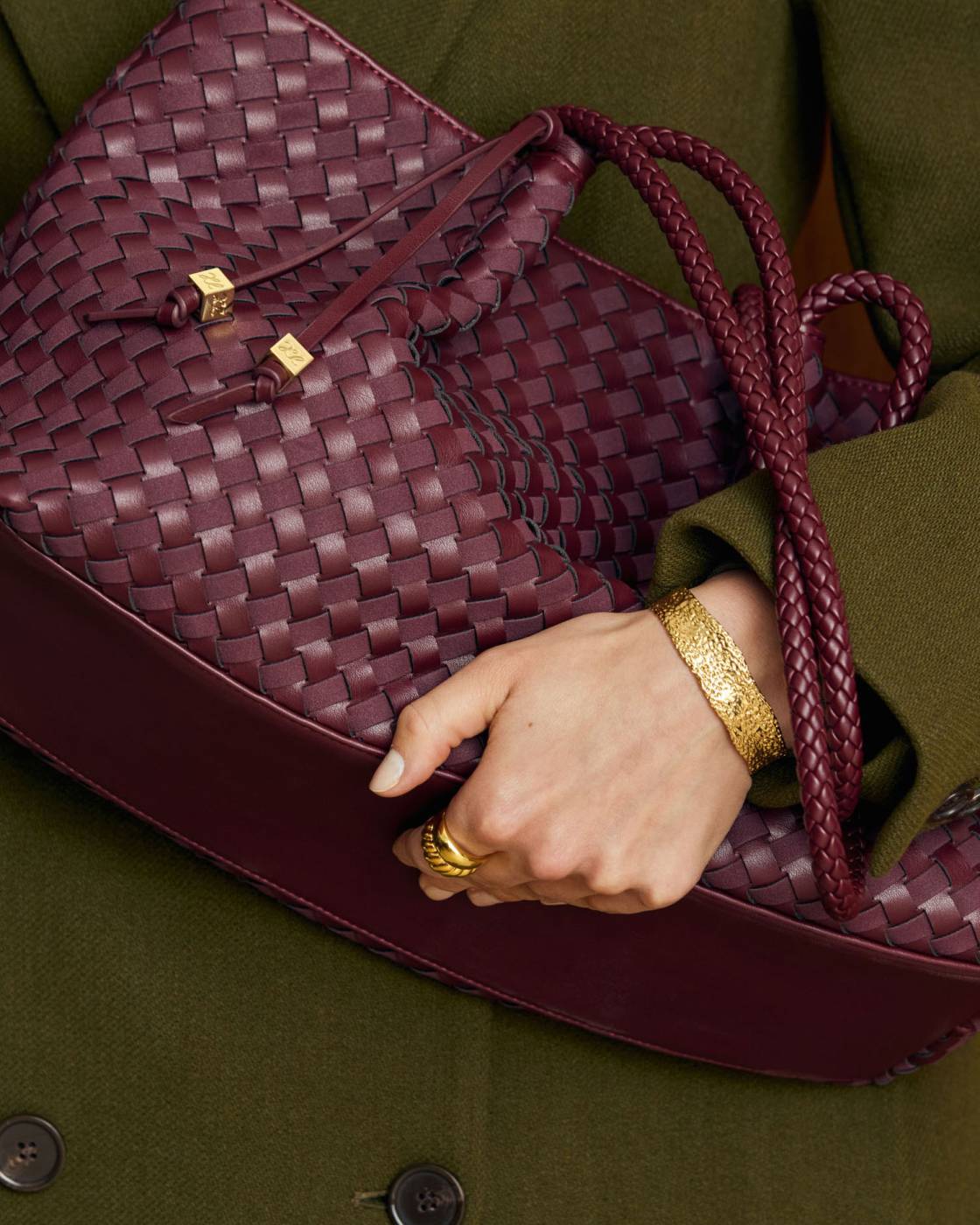 Nova Hand Woven Small Shoulder Tote - Cherry