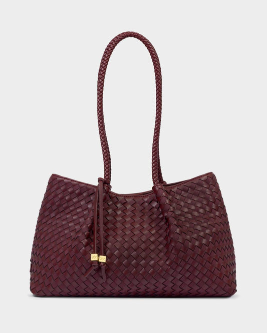 Nova Hand Woven Small Shoulder Tote - Cherry