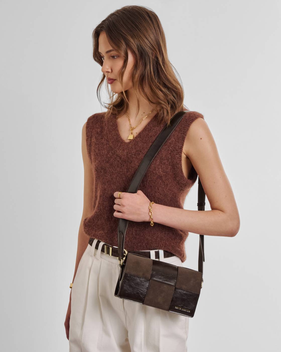 Taya Suedette Crossbody Bag - Bitter Chocolate