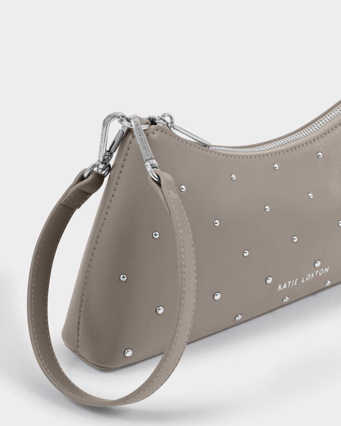 Miley Studded Small Shoulder Bag - Silver Mink Studded