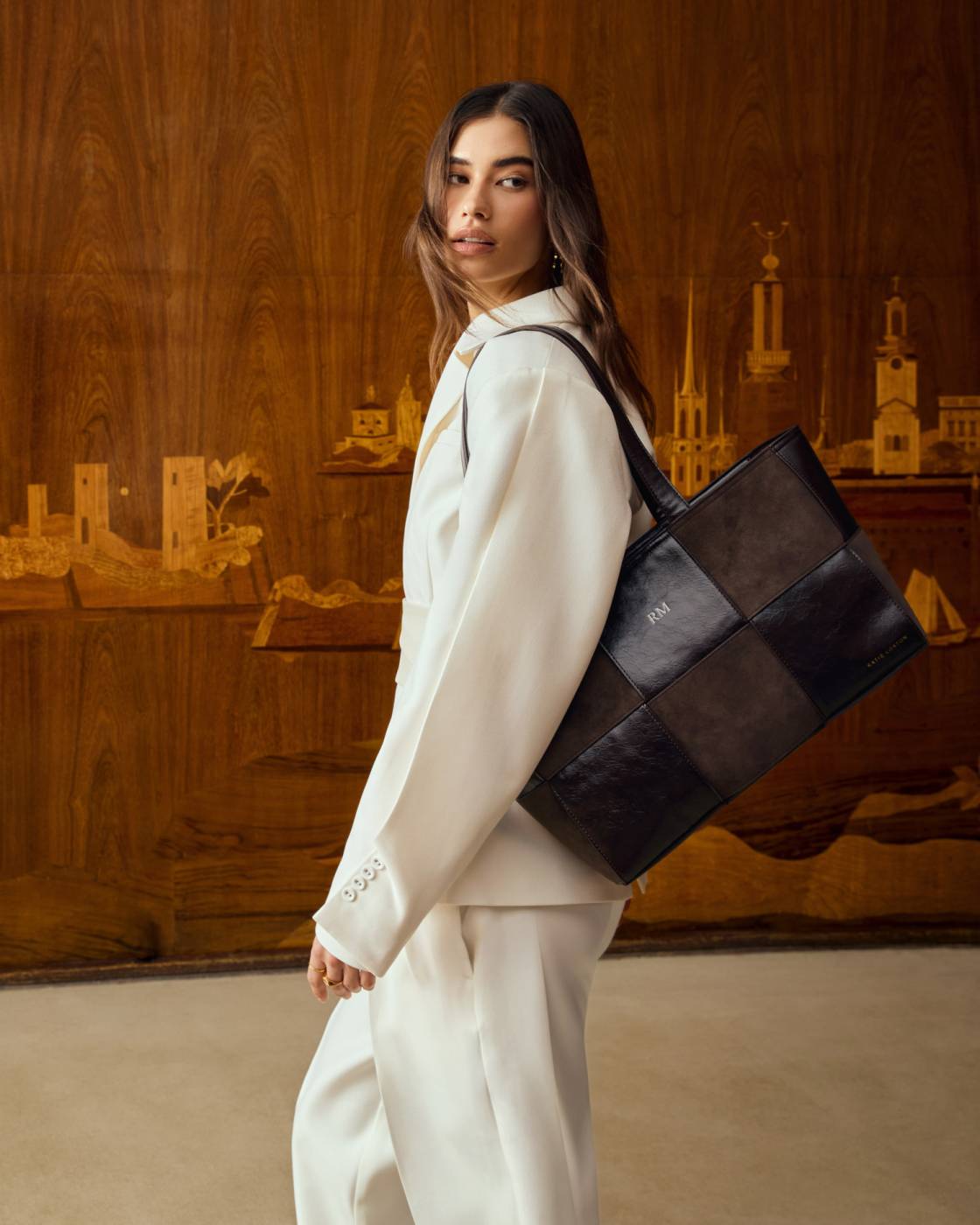 Taya Hand Woven Suedette Tote Bag - Bitter Chocolate