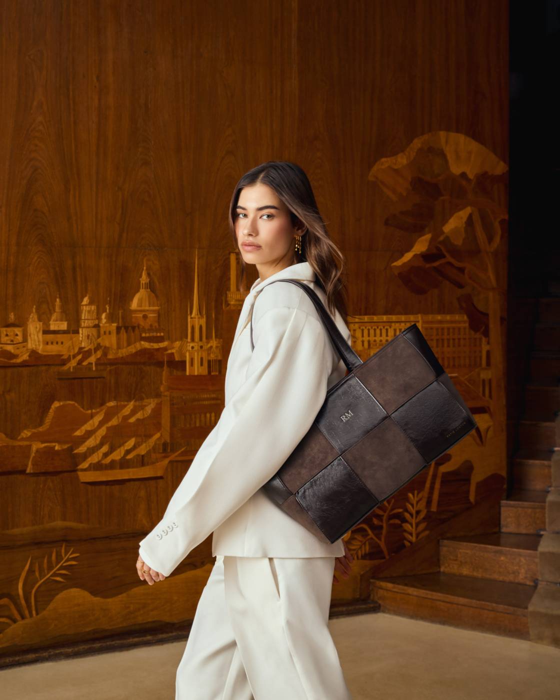 Taya Hand Woven Suedette Tote Bag - Bitter Chocolate