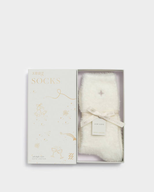 Gift Boxed Fluffy Star Socks - Off White