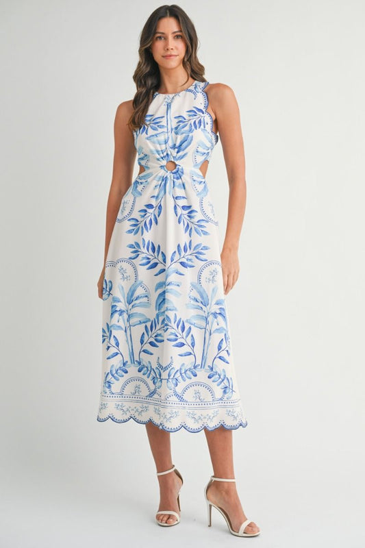 Scallop Detail Midi Dress