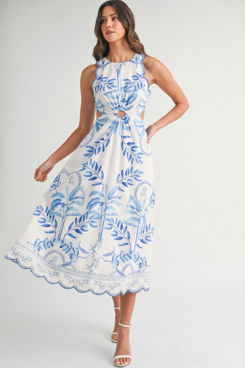 Scallop Detail Midi Dress