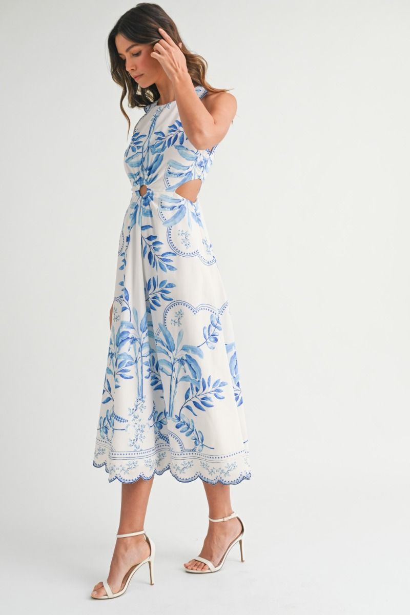 Scallop Detail Midi Dress
