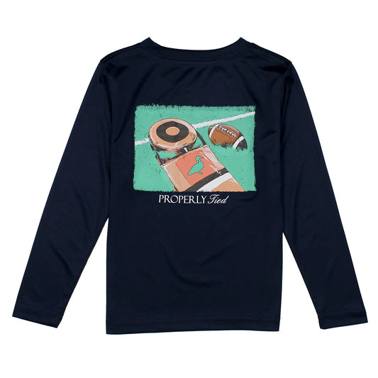 First Down River Blue LS Performance Tee