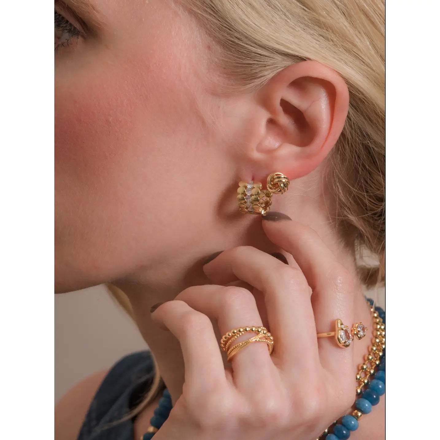 Mini Monkey's Fist Knot Post Earring