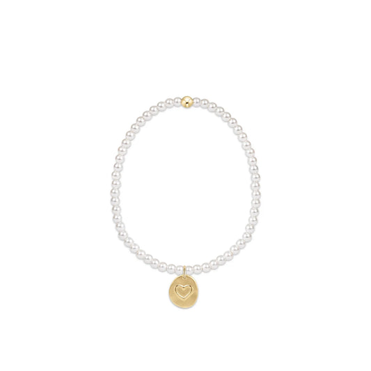 Classic Pearl 3mm Bead Bracelet - Inspire Love Small Gold Charm