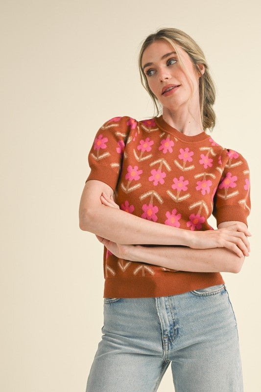 Emily Sweater Top In Rust