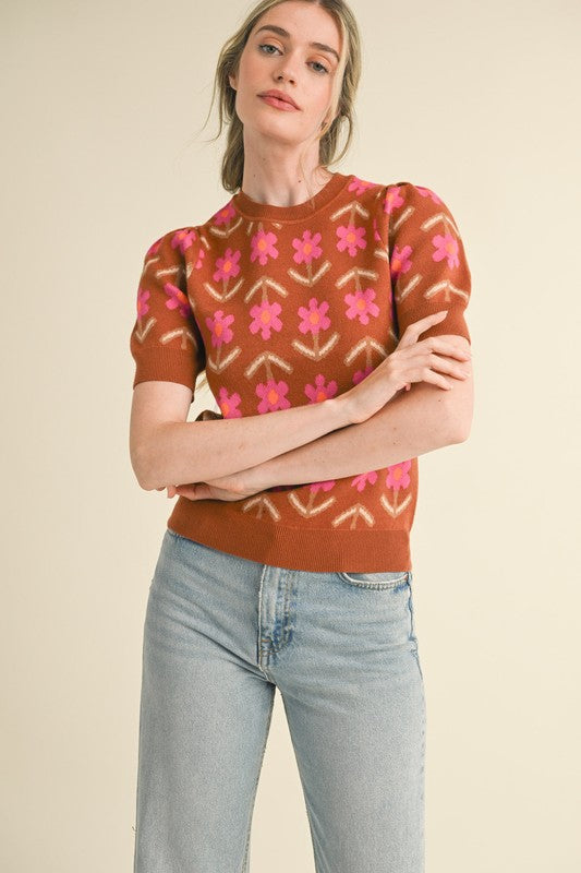 Emily Sweater Top In Rust