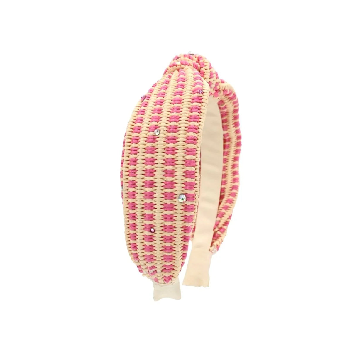 Crystallized Raffia Knot Headband - Pink