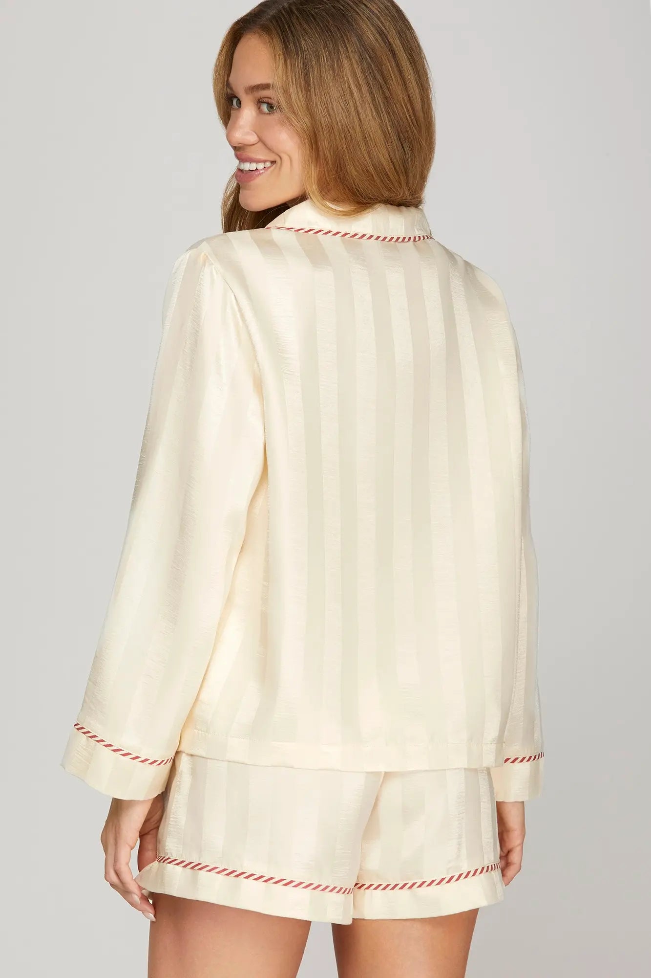 Red + White Piping Detail Pajamas