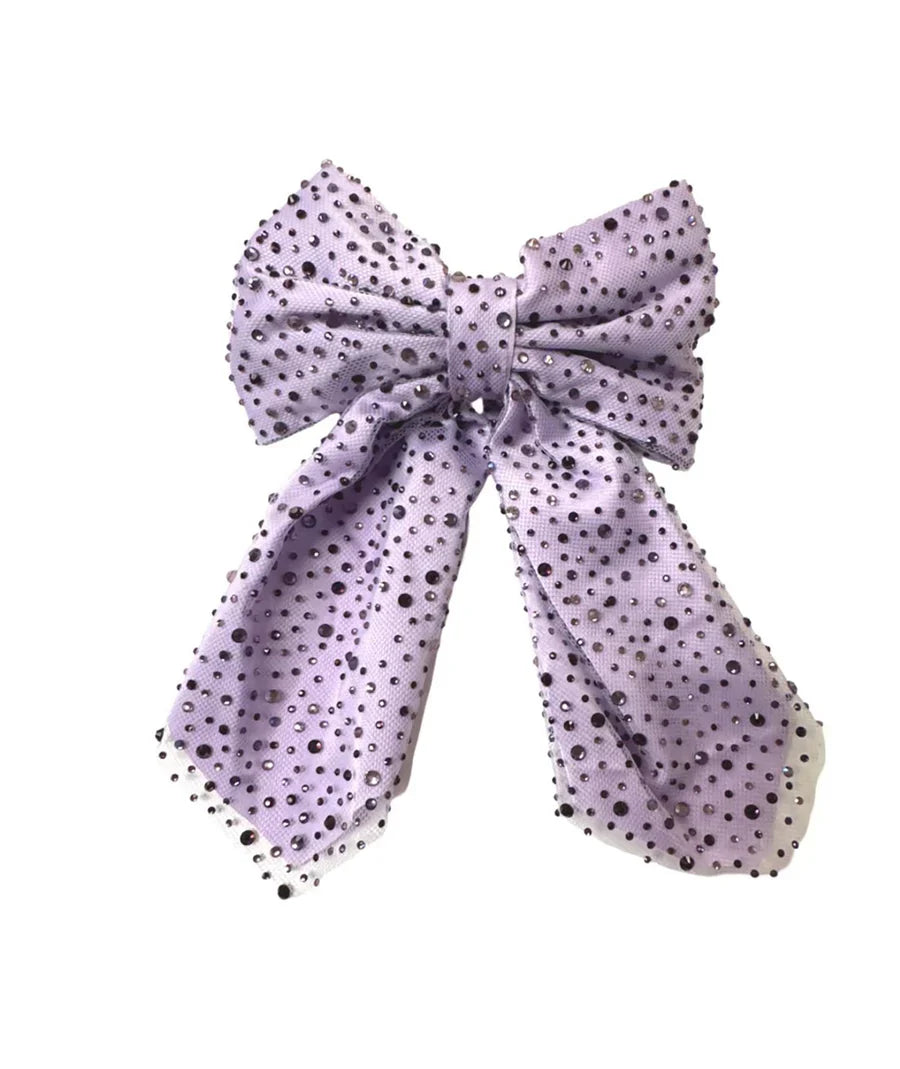 Jeweled Tulle Bow Tail Clip