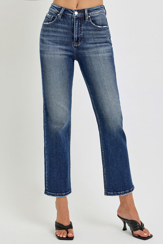Tummy Control High Rise-Crop Straight Jeans