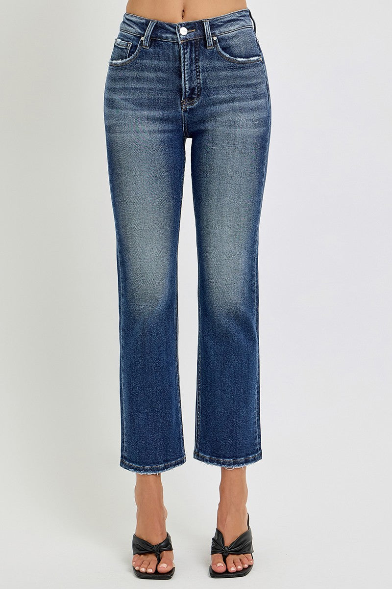Tummy Control High Rise-Crop Straight Jeans