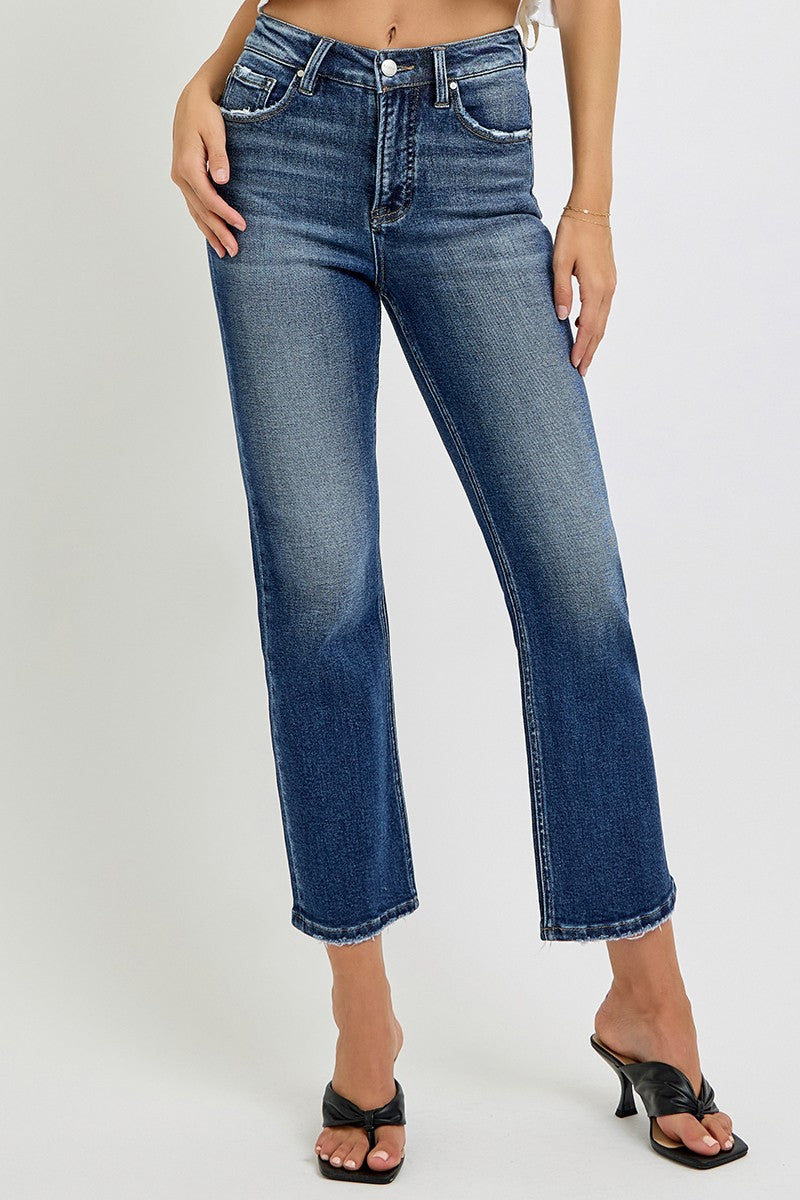 Tummy Control High Rise-Crop Straight Jeans