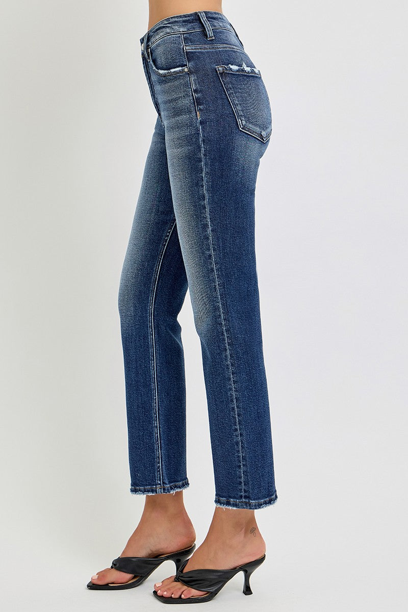 Tummy Control High Rise-Crop Straight Jeans