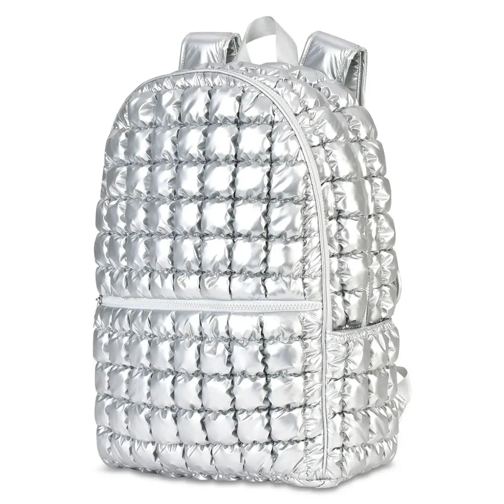 Icy Silver Puffer Backpack
