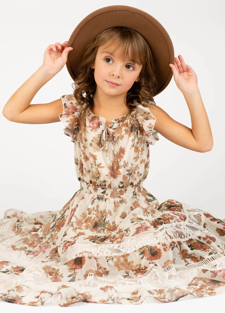 Sand Floral Shira Dress