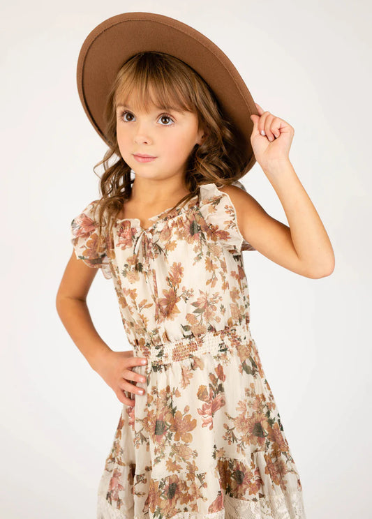 Sand Floral Shira Dress