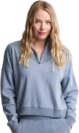 Barefoot Dreams Brushed Fleece With CozyChic Lite Rib - Dusk Blue