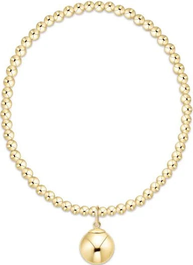 Classic Gold 3mm Bracelet - Classic Gold 10mm Charm