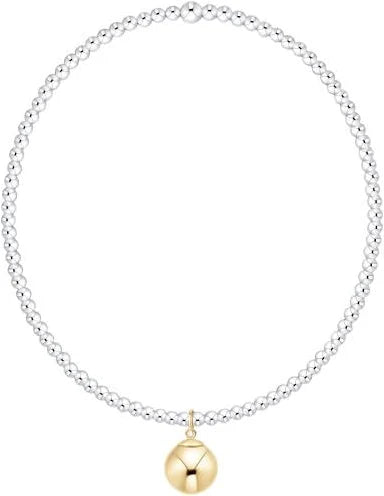 Classic Mixed Metal 2mm Bracelet - Classic Gold 8mm Charm