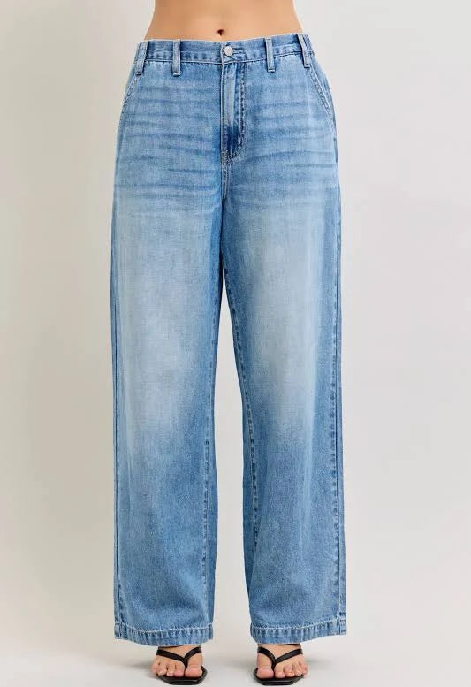High Waisted Featherweight Baggy Elastic Waistband Jean