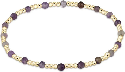 egirl Gemstone Gold Sincerity Pattern 3mm Bead Bracelet - Amethyst