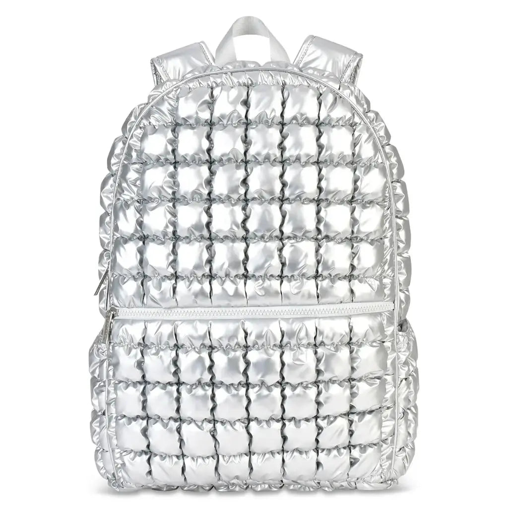 Icy Silver Puffer Backpack