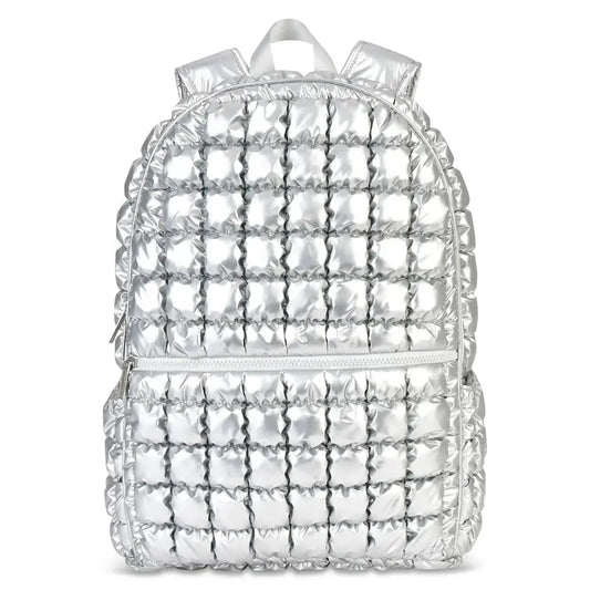 Icy Silver Puffer Backpack