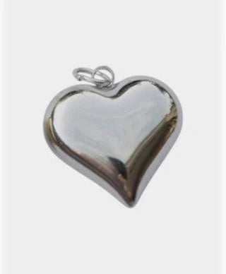 Puff Heart Charm In Silver
