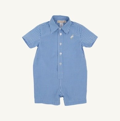Blue Mini Gingham Sir Proper's Romper