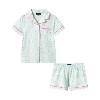 Girls Striped Heart Printed Pajamas