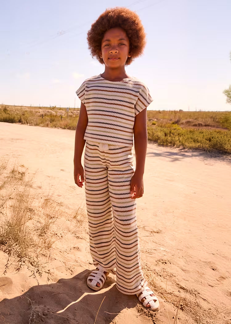 Ivory & Green Stripe Crochet Set