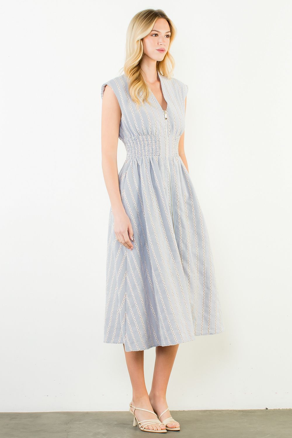 All The Blue V Neck Dress