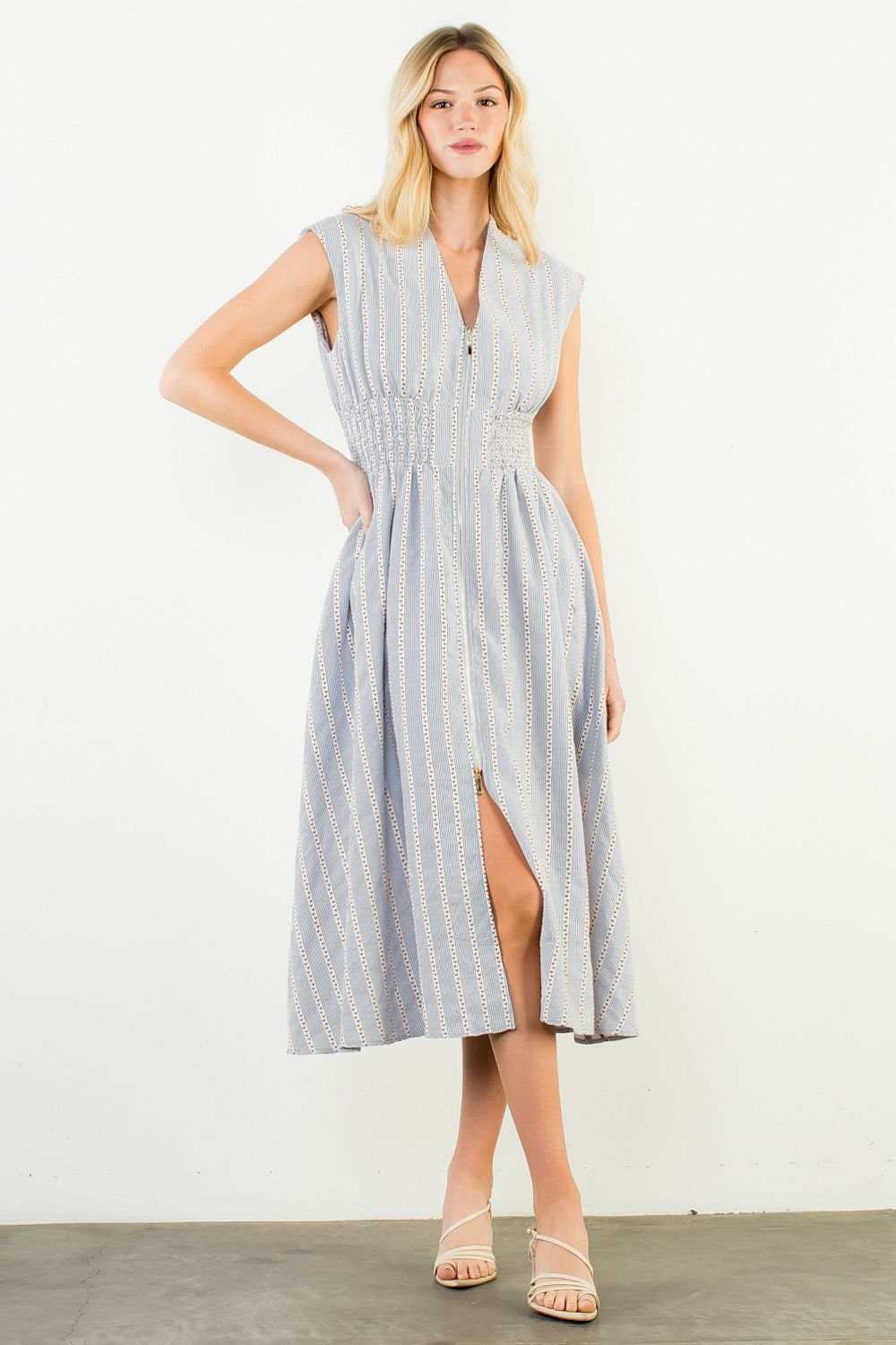 All The Blue V Neck Dress