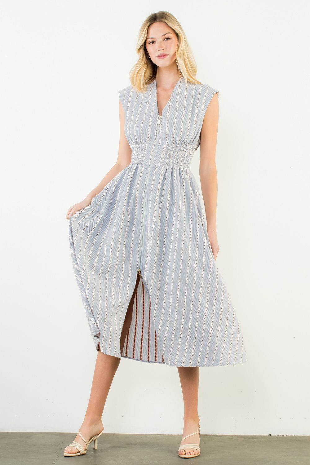 All The Blue V Neck Dress