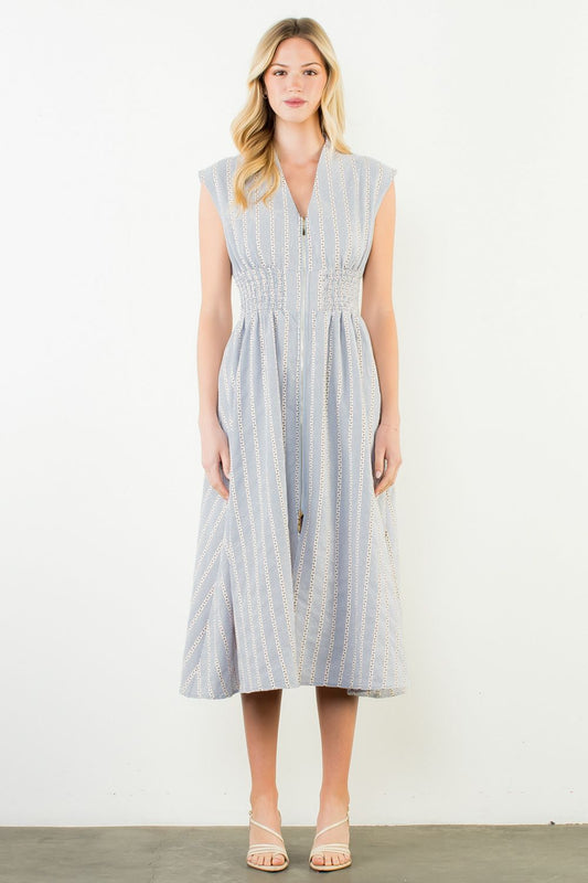 All The Blue V Neck Dress