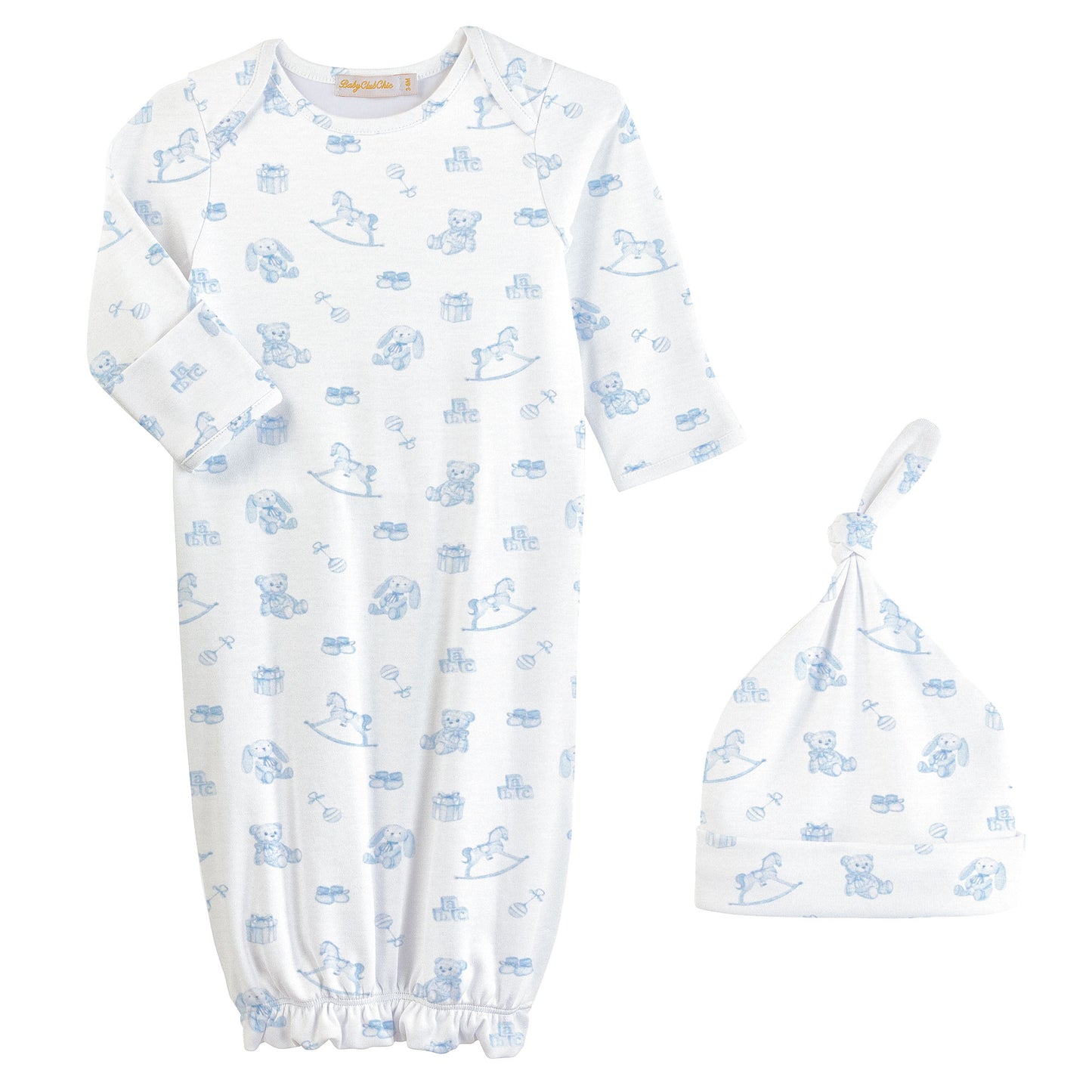 Tiny Baby Toys Boy Printed Gown & Hat Set
