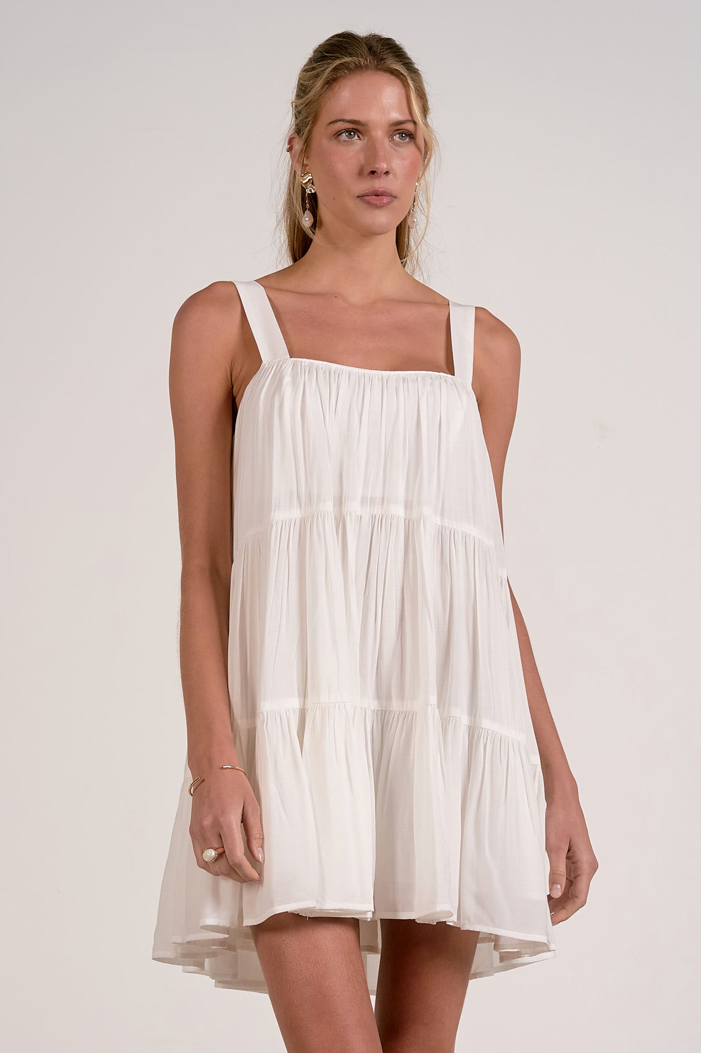 White Adjustable Tier Dress